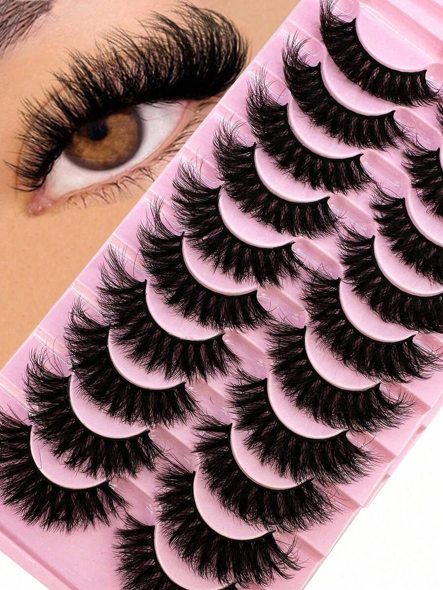 1pc 5D Faux Mink Lashes, Long Lasting Natural & Thick Faux Mink Eyelashes, Suitable For Dates And Dinners - A - View 1