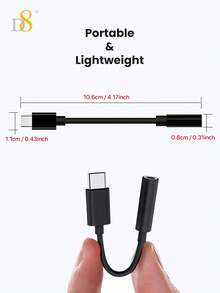 D8 IPhone16 USB-C To 3.5mm Audio Adapter, Type-C To AUX Headphone Converter With DAC Stereo Microphone, Compatible With IPhone16/16 Pro/Pro Max/15/15Plus/15Pro/15Pro Max Pro/Air 5/4 Mini 6, Galaxy S23 Ultra S22 S21 S20, Pixel 7 Pro, White - Black - View 10