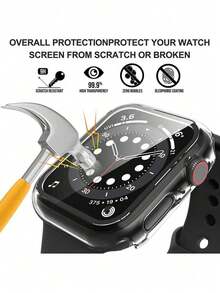 6-Piece PC+Tempered Glass Integrated Watch Case, Anti-Drop Stylish Casual Protective Cover, Compatible With Apple Watch 38/40/41/42/44/45/46/49mm, Compatible With Apple Watch Ultra/SE Series 11/10/9/8/7/6/5/4/3/2/1, Smart Watch Accessories - 6 Colors - View 4