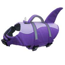 Metglad 鲨鱼造型狗狗救生衣 - 带防滑救援把手，反光狗狗游泳救生衣，可调节高浮力泳衣，适合小型、中型和大型犬 - 紫色 - 查看 17