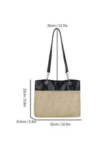 Minimalist Women Beach Bag, Fashion Versatile Woven Vacation Tote Bag - Multicolor - View 5