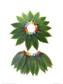 1件绿色10叶夏威夷草裙，1件绿色15叶夏威夷草裙，女士及女孩夏季沙滩派对服装 - 布藝樹葉裙 - 查看 2