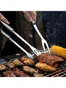 Juego de herramientas para BBQ de acero inoxidable, adecuado para camping o parrilladas en el patio, utensilios de barbacoa unisex - aleatorio - Ver 4