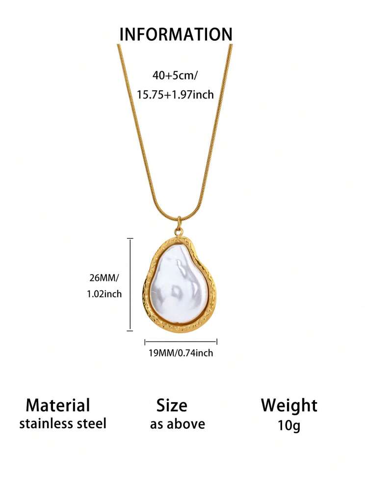 1件波西米亚风巴洛克珍珠项链，适合女性和女孩，精致仿珍珠海星吊坠项链，不锈钢项链，夏季海滩度假日常佩戴饰品，派对、音乐节时尚配饰 - 彩色 - 查看 12