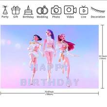 1 pieza Telón de fondo decorativo autorizado con tema de concierto de música K-POP (210*150/150*100/100*75cm), adecuado para celebración del aniversario del grupo femenino coreano, suministros para fiesta de fans de dramas coreanos, decoración de pared para fiesta de cumpleaños, prop de estudio fotográfico - Multicolor - Ver 8