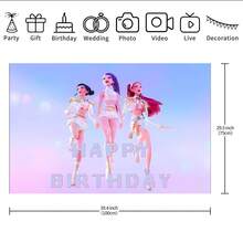 1 pieza Telón de fondo decorativo autorizado con tema de concierto de música K-POP (210*150/150*100/100*75cm), adecuado para celebración del aniversario del grupo femenino coreano, suministros para fiesta de fans de dramas coreanos, decoración de pared para fiesta de cumpleaños, prop de estudio fotográfico - Multicolor - Ver 15
