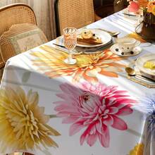 1pc Vintage Floral Pattern Printed Tablecloth - 100% Polyester, Rectangular, Woven, Suitable For Home Kitchen Dining Room, Party Dinner, Picnic, Date, Wedding, Theme Party Decoration, Indoor And Outdoor Use - Multicolor - View 7