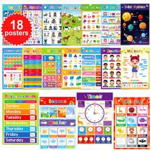 Lachilly 蒙特梭利幼兒教育海報圖表套組，適合幼兒、學齡前兒童、幼小兒童，適用托兒所、幼兒園、遊戲室裝飾、托兒中心牆面藝術，ESL教學數字、字母、顏色、星期，早期學習玩具，自閉症兒童學習教材 - 彩色 - 查看 16