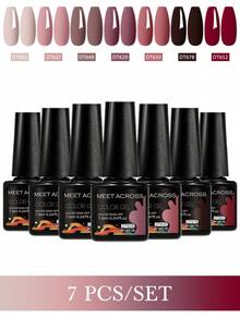 MEET ACROSS 7 pièces Ensemble de vernis à ongles gel couleur macaron 7,3 ml, vernis gel UV semi-permanent sans HEMA TPO à trempage longue durée, sans plomb, pour la décoration des ongles d'été, la conception d'art des ongles DIY, la peinture de manucure, pour le salon et les fournitures pour les ongles à la maison - Multicolore - Voir 19