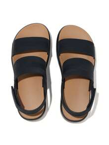 Platform Sandals For Women Round Toe Hook And Loop Strap Slip On Slides Strapy Flip Flops Casual Slippers Party Vacation Walking Beach Indoor Outdoor Spring Festival Womens Summer Black Sandals - 黑色 - 查看 4