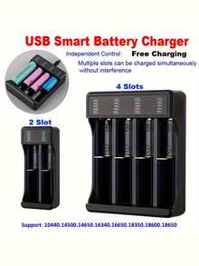 Charger Baterai Lithium Isi Ulang Cepat Cerdas 3.7V dengan Lampu Indikator LED, Cocok untuk Baterai 18650, 16650, 14500 - MultiWarna - View 2