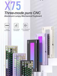 Teclado mecánico personalizado X75 RGB inalámbrico Bluetooth de 3 modos, de aluminio CNC puro - Ver 2