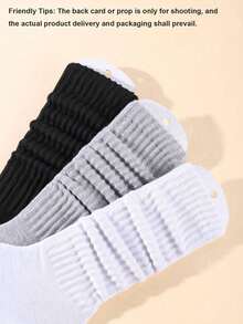 1/3/6 Pairs Women's Loose Knit Socks, Autumn/Winter, Comfortable Compression Socks In Black, White, Gray - Multicolor - View 2