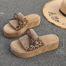 2026新款仙女风厚底沙滩拖鞋，时尚单带凉拖，孕妇可搭配连衣裙穿着 - 卡其色 - 查看 6