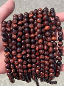 1 Strand Natural Stone Tiger Eye Round Beads Healing Energy Red Tiger's Eye Gemstone Loose Beads DIY Jewelry Making For Bracelet Necklace 6mm 8mm 10mm - Red - View 8