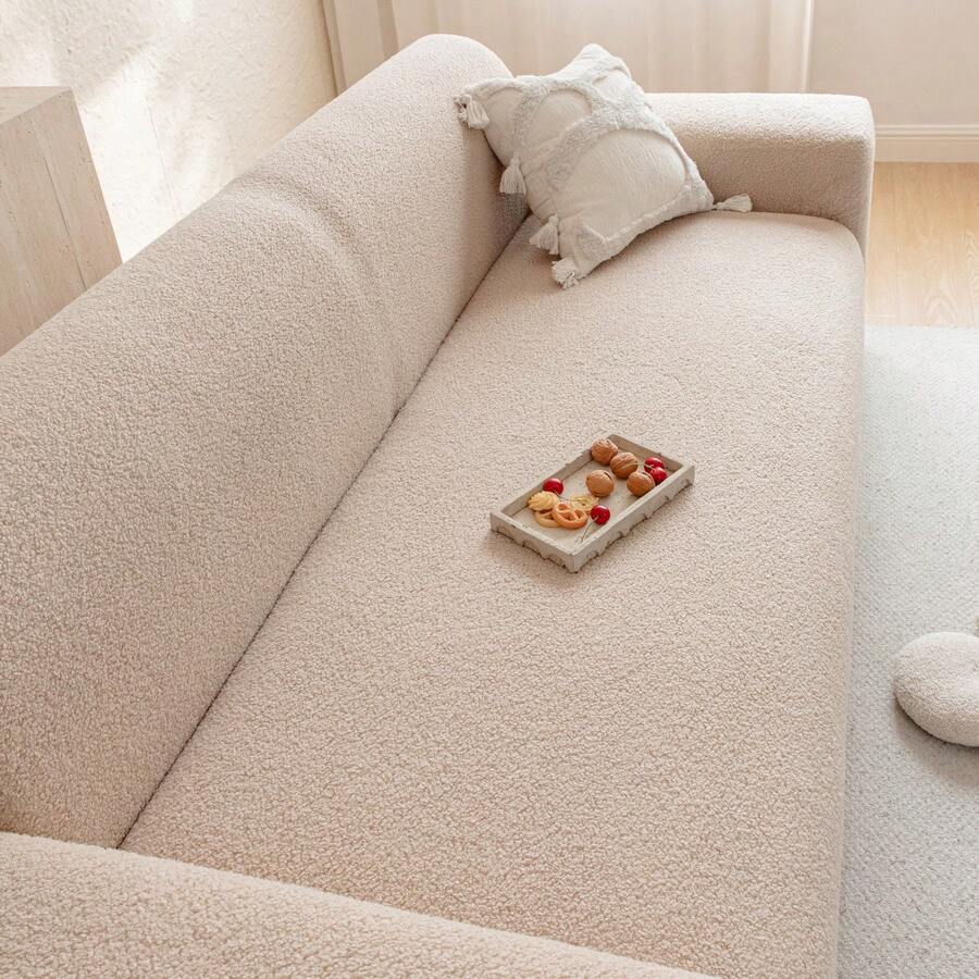 1pc Teddy Fleece Sofa Cover, Non-Slip & Durable, Pet-Friendly, Fade-Resistant, Versatile, Scratch-Proof, High Elasticity, Available In Multiple Colors, Fashionable & Comfortable, Machine Washable, Reusable, Suitable For All Seasons