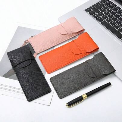 荔枝纹PU皮革多功能收纳包，便携式皮革卡包铅笔盒，时尚小皮具厂家直销，创意纯色皮革铅笔盒，简约皮革拉链文具包（学生适用），创意PU皮革铅笔盒（学生礼物），简约皮革笔套，笔保护套，可定制Logo批发