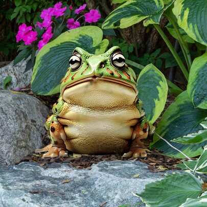 可爱的绿色青蛙2D亚克力花园插牌，生动的表情为绿色植物增添活力，适用于庭院和露台装饰