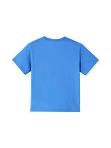 Annil Kurzarm-T-Shirt mit Rundhalsausschnitt für Jungen, Strickpullover für mittelgroße und große Kinder, vielseitiges Freizeitoberteil - Rhythmisches Blau - Übersicht 3