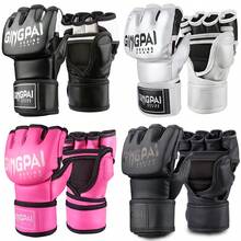 GINGPAI Găng tay tập luyện đấm bốc chuyên nghiệp dành cho người lớn, unisex, không ngón, thích hợp cho MMA, Muay Thai, Kickboxing và các môn võ thuật khác. - Nhiều màu - Xem 2