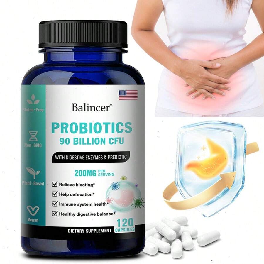 Probiotic 120 Capsules With Vitamin C And Apple Cider Vinegar To Support Digestion And Gut Balance - 1瓶 - 查看 1