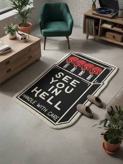 1件装黑红骷髅图案门垫，装饰地毯，卧室装饰，小地毯，地毯，家居装饰，客厅地毯，小型客厅地毯，卧室地毯，客厅家居装饰，户外地毯，可水洗地毯