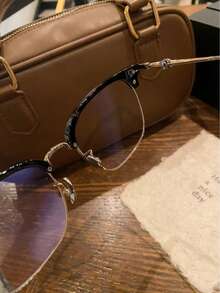 Vintage Half-Frame Blue Light Block Eyeglasses For Women & Men | Classic Retro Browline Square Optical Glasses Frame | Luxury Gold-Tone Metal Accents & Black Acetate Eyewear |  Computer Gaming Glasses Non-Prescription Clear Lens Spectacles | High-End Steampunk Inspired Designer Eyeglass Frames | Lightweight Pure Titanium Style Durable Eyewear Support | Elegant Professional Office Lady Flat Mirror Eyeglasses | Fashionable Hipster Streetwear Accessory Decorative Glasses | Oversized Big Face Slimming Effect Rectangular Frames | Premium Quality Gothic Cross Engraved Detail Metal Temples | Anti-Glare Eye Protection Blue Blocker Eyeglass Holder | Stylish Unisex Versatile Everyday Wear Optical Frame | Korean Style Aesthetic Nerd Glasses For Students | Comfortable Adjustable Nose Pads Eyewear Stand | Spring Hinge Flexible Sides Prescription-Ready Frames | All-Day Comfort Blue Light Shield Protective Eyewear | Chic Minimalist Sophisticated Eye Frame Gear - 銀色 - 查看 5