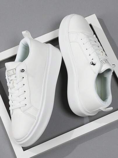 Men's Fashionable Minimalist Elastic Band Casual Sports Shoes, With Letter Print, Lightweight Versatile Stylish Sneakers, Classic Skateboard Shoes, Suitable For Outdoor, Hiking, Street Wear All Seasons, Durable & Comfortable