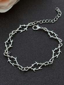 Men's Thorn Chain Rivet Bracelet, Punk Hip-Hop Style, High Quality, Low Allergy, Unique Design, Suitable For Daily Wear And Dating - Silver - View 5
