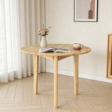 QLLY Runder Esstisch Massivholz Esstisch, Küchentisch Holztisch, Flache Beine (Natur, 31,49/ 80cm 8GAH - Beige-rund - Übersicht 2