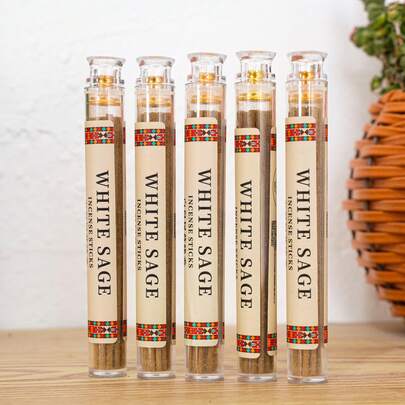 A Tube Of 20 Incense Sticks, Including Cedar, Palo Santo, And White Sage, Available In Two Sizes: 21cm/8.27inch And 10.5cm/4.13inch. Essential For Home, Office, Reading, Yoga, And Parties. Freshen The Air And Relax Your Mind.