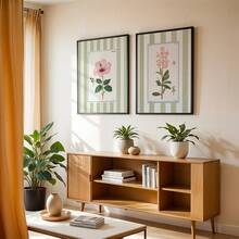 Vintage Wall Decor Poster, Rustic Botanical Floral Artwork, Sage Green Flower Canvas, Distinctive And Artistic Wall Embellishment, An Ideal Decorative Present For The Living Room And Bedroom,Home Decor Optional Frame - Multicolor - View 1