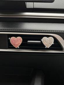 Diamond Studded Cross Car Air Outlet Decoration Car Air Conditioning Decoration Clip Light Luxury Full Diamond Heart Decoration Car Interior Accessories - A - View 11
