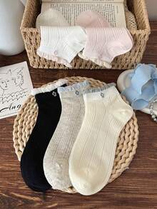 3/5 pares de calcetines de tobillo de malla fina de verano para mujer - Multicolor - Ver 7