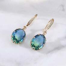 1pc Cubic Zirconia Drop Earrings Copper Jewelry - 淺藍色 - 查看 1