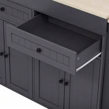 Kitchen Island On Wheels, Extendable Dining Area Kitchen Island With Worktop And Drawers, Mobile Freestanding Kitchen Island, Ideal For Kitchen And Dining Room - 灰色 - 查看 11