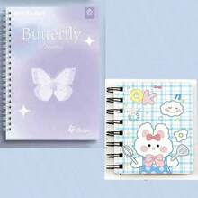 A5 Cute Notebook Spiral Bound Notebook, Minimalist Butterfly Dream Series + Cooking Rabbit Notebook - Multicolor - View 3
