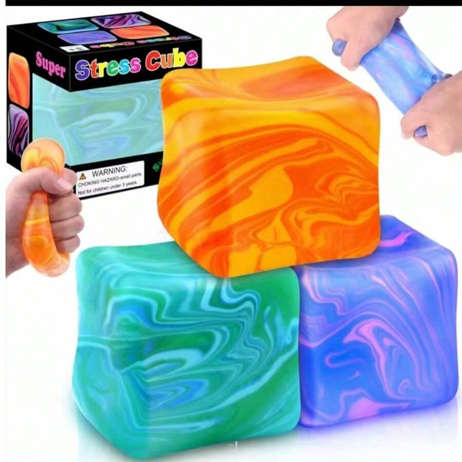 Flowing Pattern Square Stress Balls, Durable TPR Fidget Toys For Adults Kids, Sensory Squeeze Balls For Anxiety Relief, Brightly Colored Relaxation Gifts, Easter Halloween Christmas Party Favors, Office Desk Toys, Fun Holiday Stocking Stuffers, Birthday Gifts For Men Women, Squishy Sensory Play Toys For All Ages. - 橘色 - 查看 1