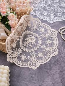 1/3/6/8pcs Vintage French Lace Tablecloth And Napkins Set With Embroidered Floral Pattern. These Tablecloths And Napkins Are Great For Protecting Kitchen Utensils, As Well As Using With Cups, Bowls And Plates. They Can Be Used For Daily Occasions, Holidays And Parties, Weddings, And Home Decor. The Lace Design And Bohemian Style Add A Charming Touch To Any Setting. - Multicolor - View 10