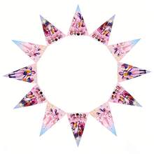 Ins可愛動漫星追Kpopdemomhunters生日派對用品贈品三角旗，K-POP KPOPER，Guerreras靈感玩具，KPOOP美學粉絲支持，演唱會教室宿舍，多場景適用 - 彩色 - 查看 3
