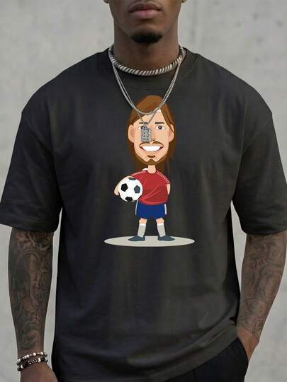  2026 FIFA World Cup Mascot Print Men's Plus - Size T - Shirt - 100% Cotton Breathable Comfortable Colorfast Essential Item For Cheering On Your Favorite Team