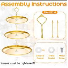 1个小型双层不锈钢纸杯蛋糕架，甜点盘蛋糕水果糖果展示架，可重复使用糕点托盘，适用于圣诞节、婚礼、生日、婴儿派对、下午茶装饰 - 金色不锈钢甜点盘，不锈钢蛋糕架，圣诞节 - 金色 - 查看 3