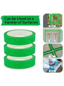 4 Rolos 20mm X 20m Fita Adesiva Verde Escrita de Baixa Aderência, Adequada para Pintura Interna, Emboço e Decoração - Conjuntos - Visão 8