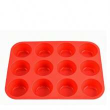 Khuôn nướng bánh muffin 12 ngăn bằng silicon, khuôn nướng chống dính bằng silicon. - Nhiều màu - Xem 12