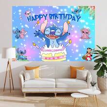 Stitch Coconut Tree Birthday Party Backdrop, Lilo And Stitch Themed Wall Decor, Photo Banner For Celebration Events, Party Decorations And Display Props - Multicolor - View 8