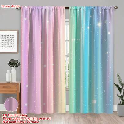 2pcs Classic Boho Tie Dye Polyester Curtains - Rainbow Batik Style Drapes In Pink, Purple, Blue For Living Room, Dorm Decor - Multiple Sizes Available