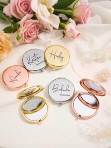 Personalized Compact Mirror, Bridesmaid Gifts, Birth Flower Makeup Mirror,Pocket Mirror For Her,Bridesmaid Thank You Gift,Bridal Shower Gift - Multicolor - View 3