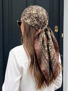1pc Women's Elegant Polka Dot Satin Square Scarf, French Style Silk Scarf, Lightweight And Breathable, Suitable For Multiple Occasions - Brown - View 6