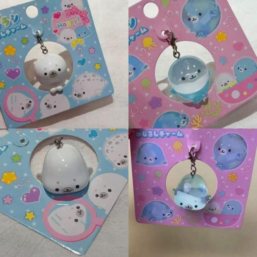 Cute Glow-In-The-Dark Seal Mini Keychain, Adorable Keyring Charm For Backpack, Bag, Holiday, Birthday Gift For Friends - Multicolor - View 1