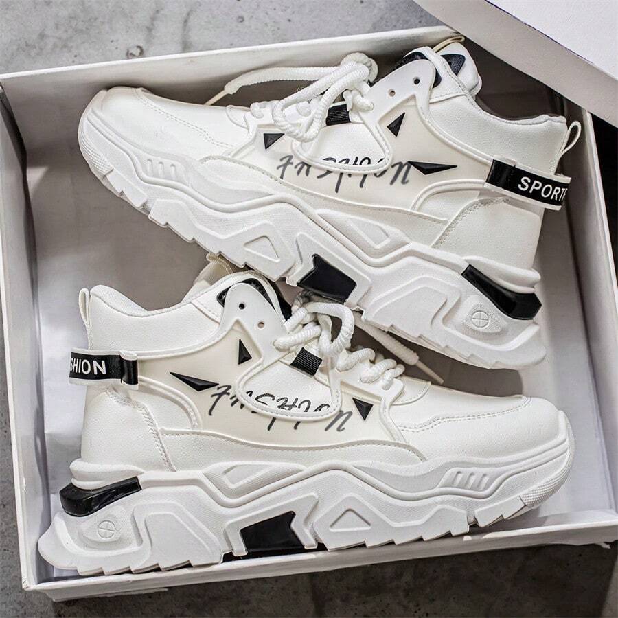 Men's Thick Sole Breathable Sports Casual Shoes, Mesh Fabric Versatile Chunky Sneakers
